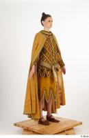  Photos Woman in Historical Dress 7 Medieval Clothing a poses brown dress cloak leather shoes whole body 0002.jpg